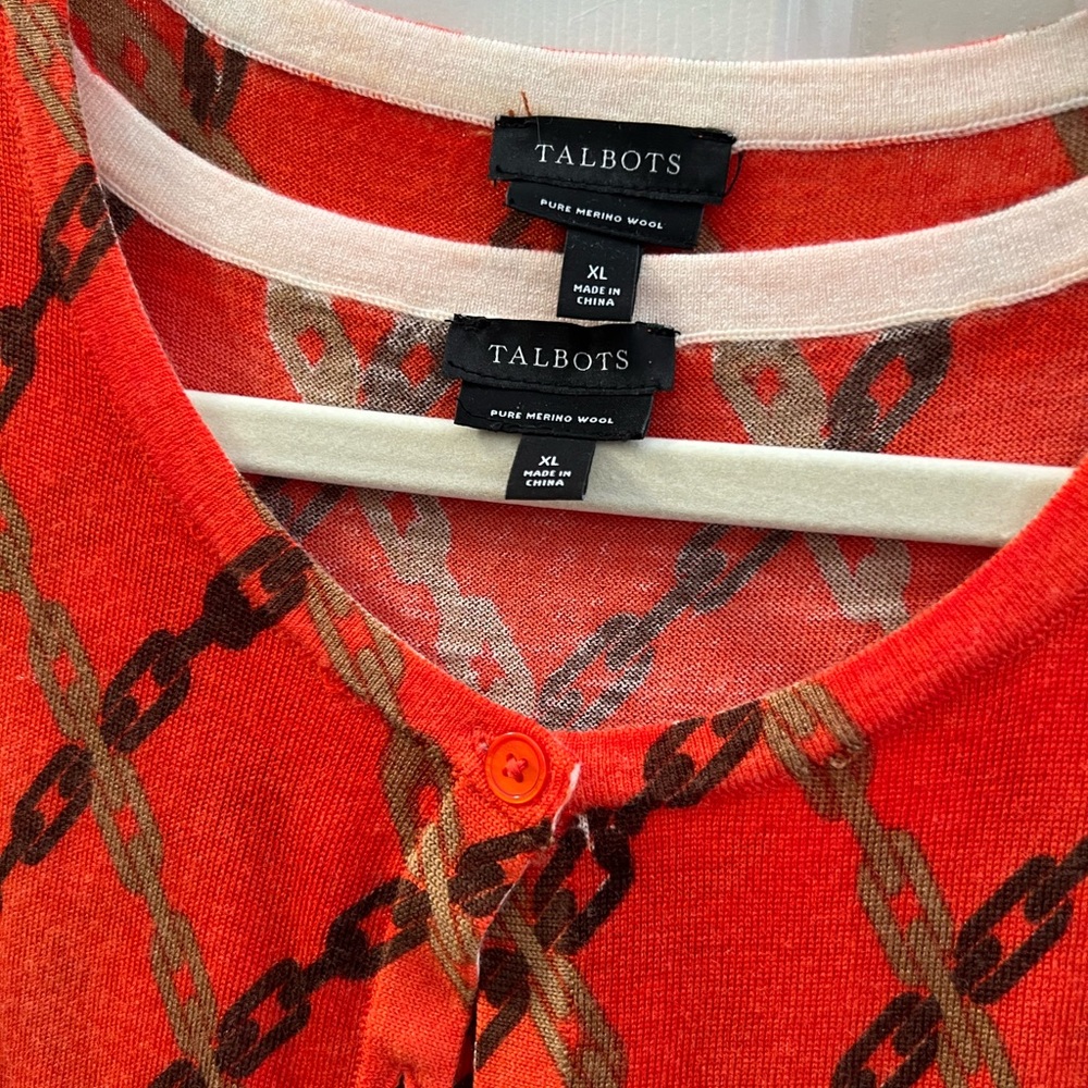 Talbots Red Chain Pattern Cardigan - Picture 4 of 5
